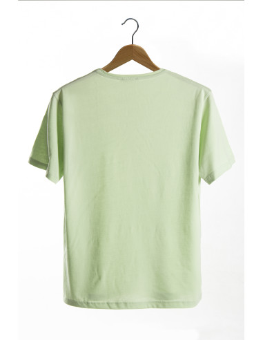 Unisex Yeşil Bisiklet Yaka Basic Oversize T-Shirt