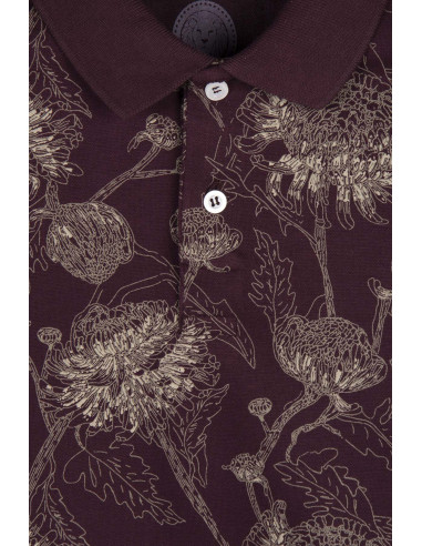 Erkek Bordo Slim Fit Pamuklu Polo Yaka Desenli T-shirt