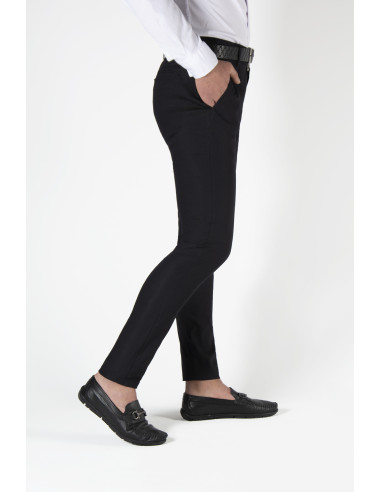 Siyah Pamuklu Slim Fit Dar Kesim Klasik Pantolon