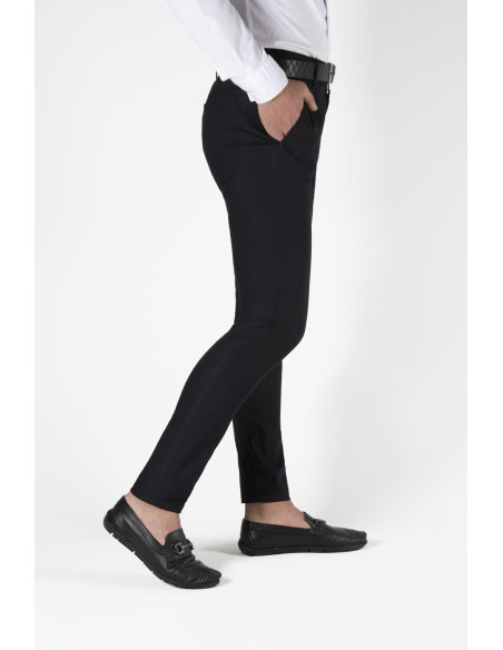 Siyah Pamuklu Slim Fit Dar Kesim Klasik Pantolon