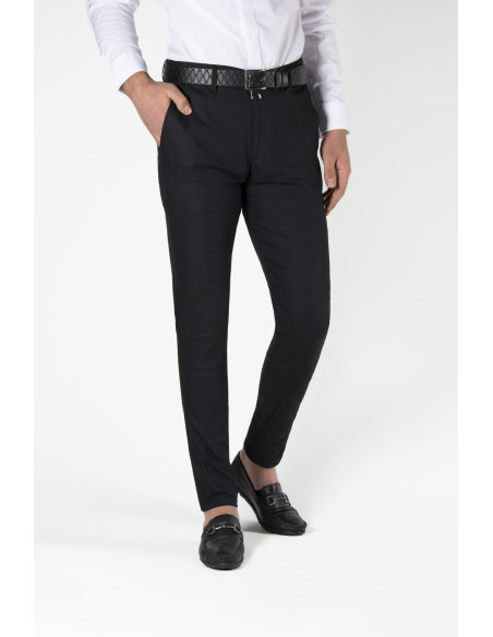 Siyah Pamuklu Slim Fit Dar Kesim Klasik Pantolon