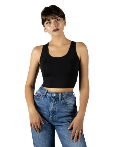 Siyah Sırt Detaylı Fitted/Vücuda Oturan Kare Yaka Spor Bluz