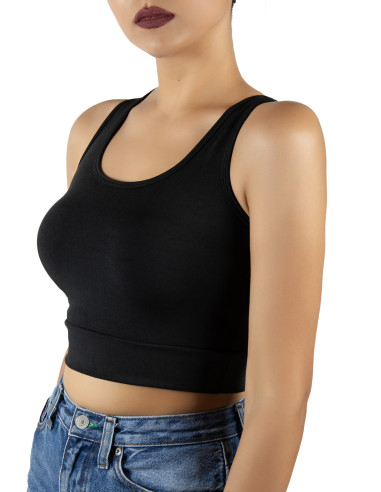 Siyah Sırt Detaylı Fitted/Vücuda Oturan Kare Yaka Spor Bluz