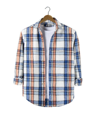 Mavi Regular Kalıp Gömlek Yaka Ekoseli Oduncu Gömlek