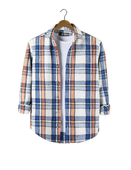 Mavi Regular Kalıp Gömlek Yaka Ekoseli Oduncu Gömlek