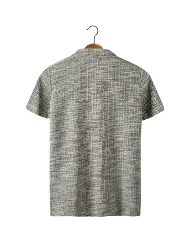 Erkek Yeşil Kısa Kollu Slim Fit Çizgi Desenli Pamuklu Yazlık Gömlek